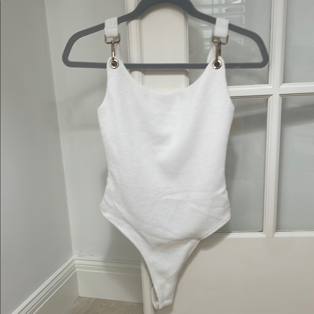 Salty White Textured Bodysuit